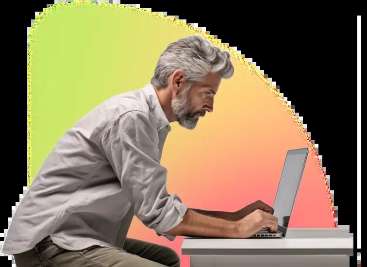 Leaning forward posture while using laptop